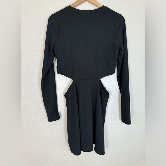 AFRM Revolve Marlowe Rib Cutout Long Sleeve Black Mini Dress Medium $98 - Picture 5 of 10